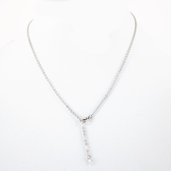 MICHELE Silvertone Rhinestone Accent 14.5" w 4.5" Multi Ring Ext Necklace - Picture 9 of 15